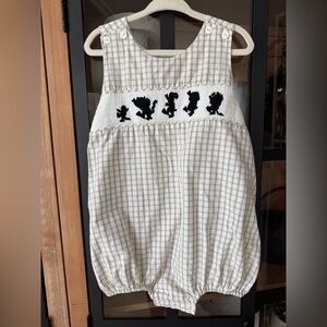 Where The Wild Things Are gingham smocked bubble romper toddler baby boy beige